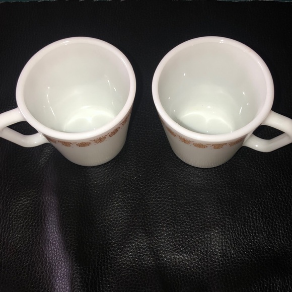 Vintage PYREX Milk Glass Butterfly Gold Mugs (2) - Picture 3 of 7